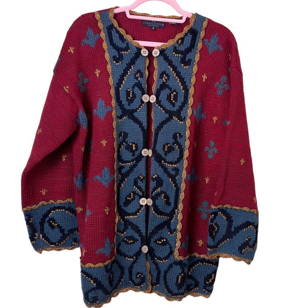 Carole Little Knitwear Double Button Wool Mix Cardigan Size Medium